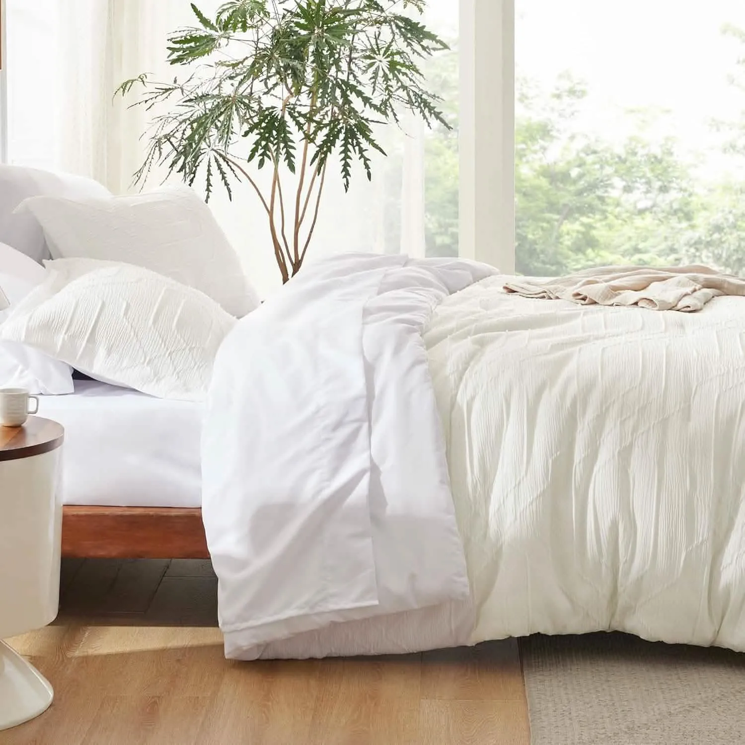 Bedsure White Queen Comforter Set - 7 Pieces Bed
