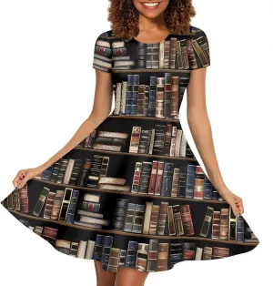 Binienty Women's Summer Casual Loose Crewneck Dress Ruffle Puffy Long Sleeve High Waist Midi Dress