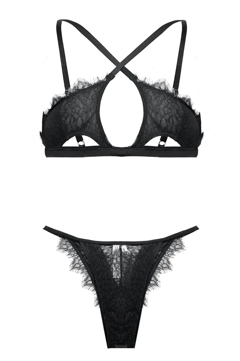BLACK GEMMA BRA AND CLARA BLACK BRAZILIAN BRIEF