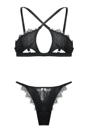 BLACK GEMMA BRA AND CLARA BLACK BRAZILIAN BRIEF