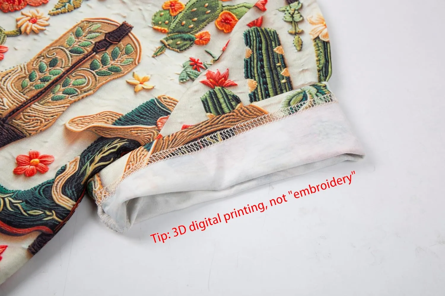 Boho Western Cowgirl Shirts for Women: Vintage Western Rodeo Graphic Tee Cowgirl 3D Digital Printing Short Sleeve Tops