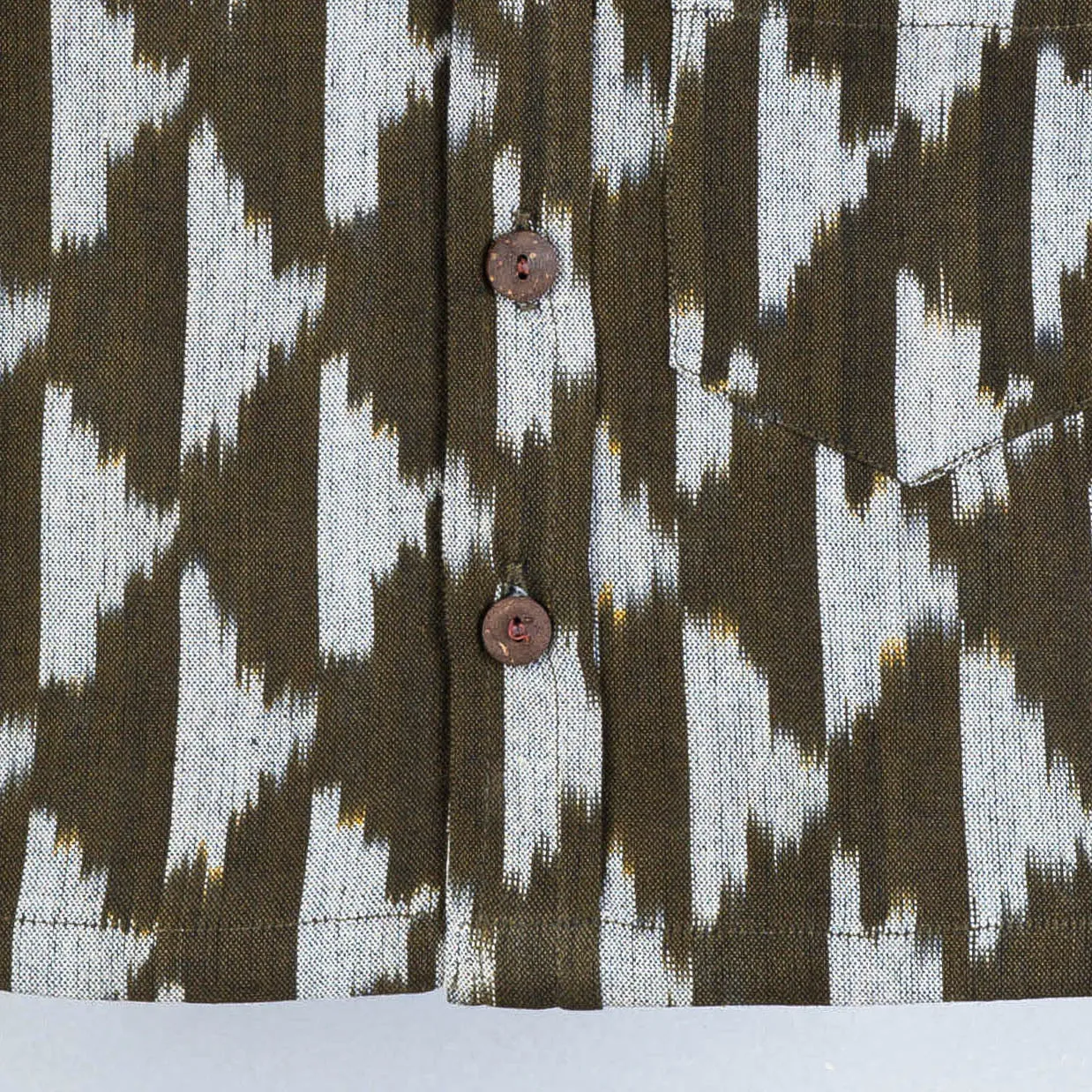 Brown - Ikat Weave Cotton Half-Sleeve Kids Shirt