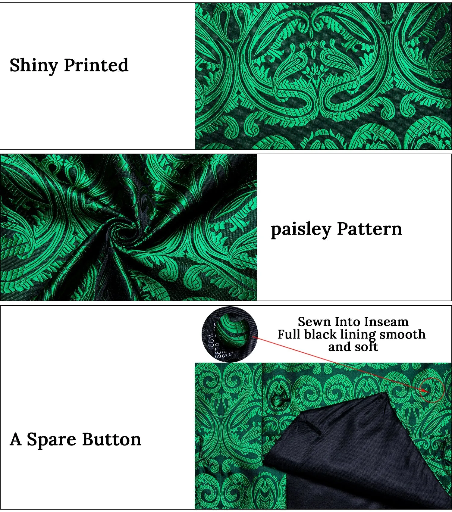 Emerald Green Paisley Silk Men's Vest Single Vest