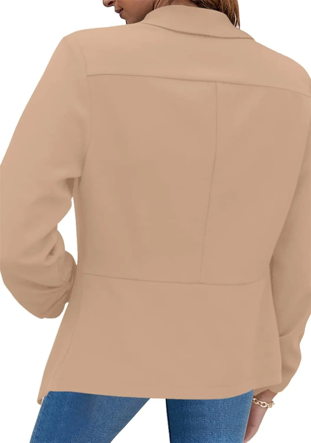 FLITAY Womens Long Sleeve Solid Color Blazer Open Front Elegant Work Jacket Fashion Casual Office Coat