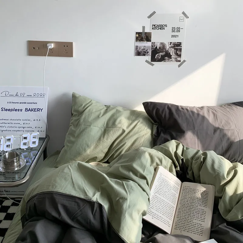 Foggy Gray Quilt Cover Set - Soft Polyester, Multiple Sizes, Dorm &amp; Home Bedding
