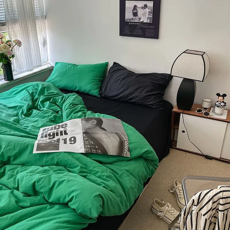 Foggy Gray Quilt Cover Set - Soft Polyester, Multiple Sizes, Dorm &amp; Home Bedding
