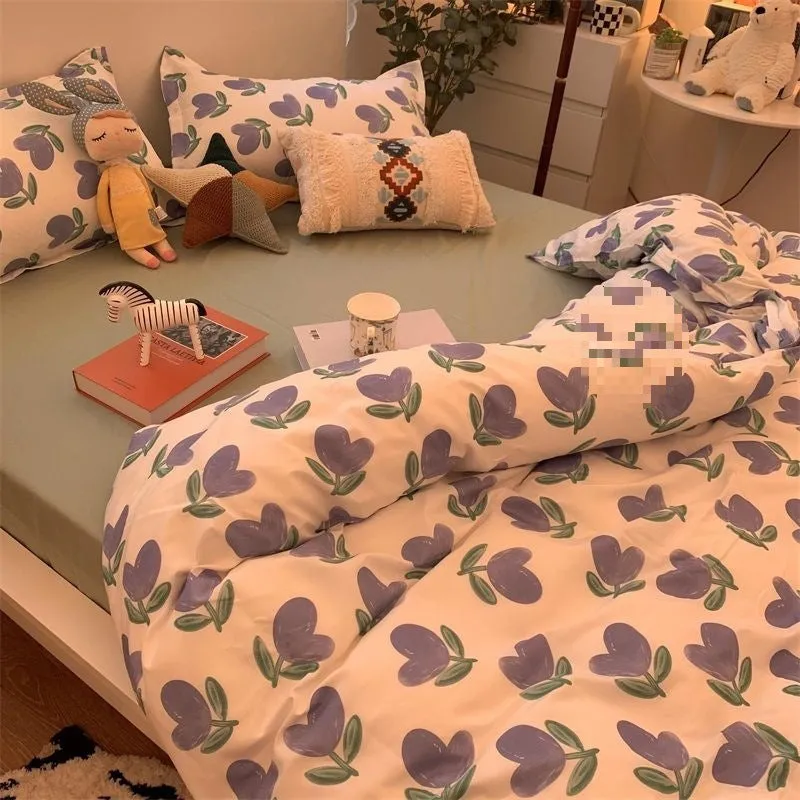 Foggy Gray Quilt Cover Set - Soft Polyester, Multiple Sizes, Dorm &amp; Home Bedding
