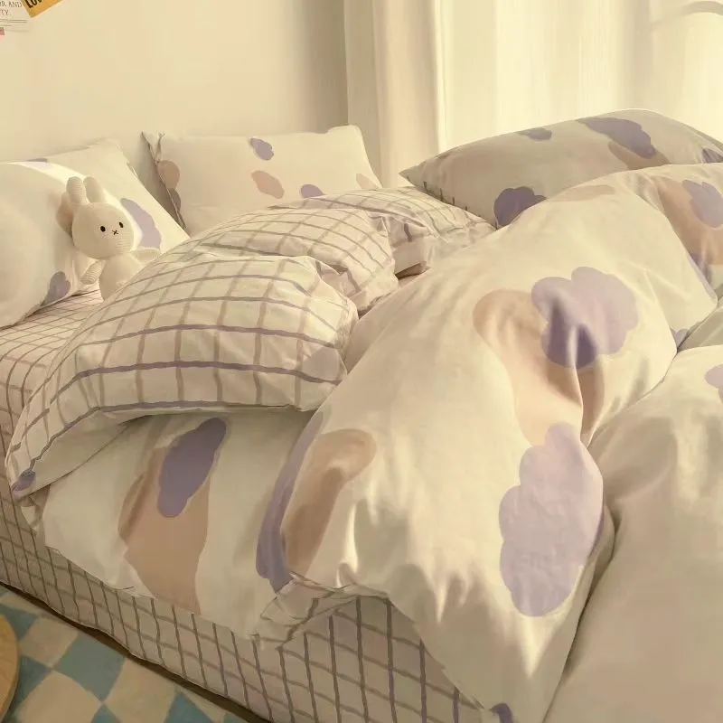 Foggy Gray Quilt Cover Set - Soft Polyester, Multiple Sizes, Dorm &amp; Home Bedding