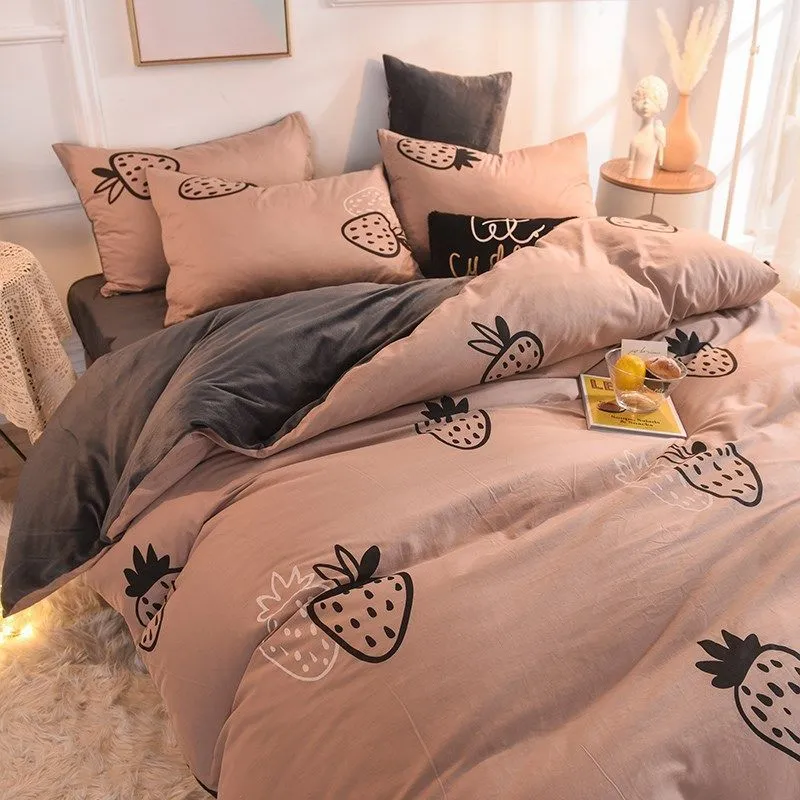 Foggy Gray Quilt Cover Set - Soft Polyester, Multiple Sizes, Dorm &amp; Home Bedding