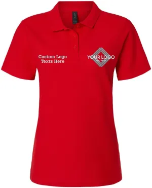 INK STITCH Women 64800L Custom Embroidery Logo Texts Cotton Pique Polo Shirts