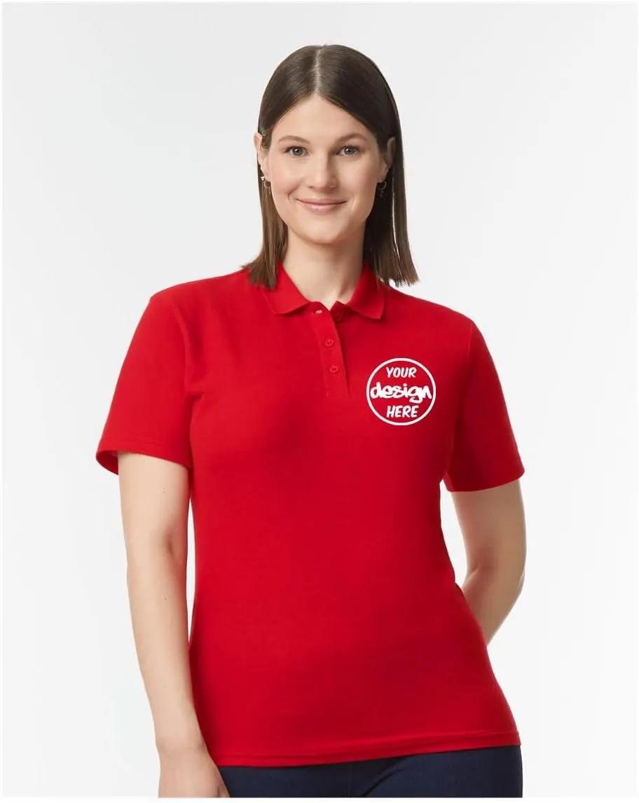 INK STITCH Women 64800L Custom Embroidery Logo Texts Cotton Pique Polo Shirts