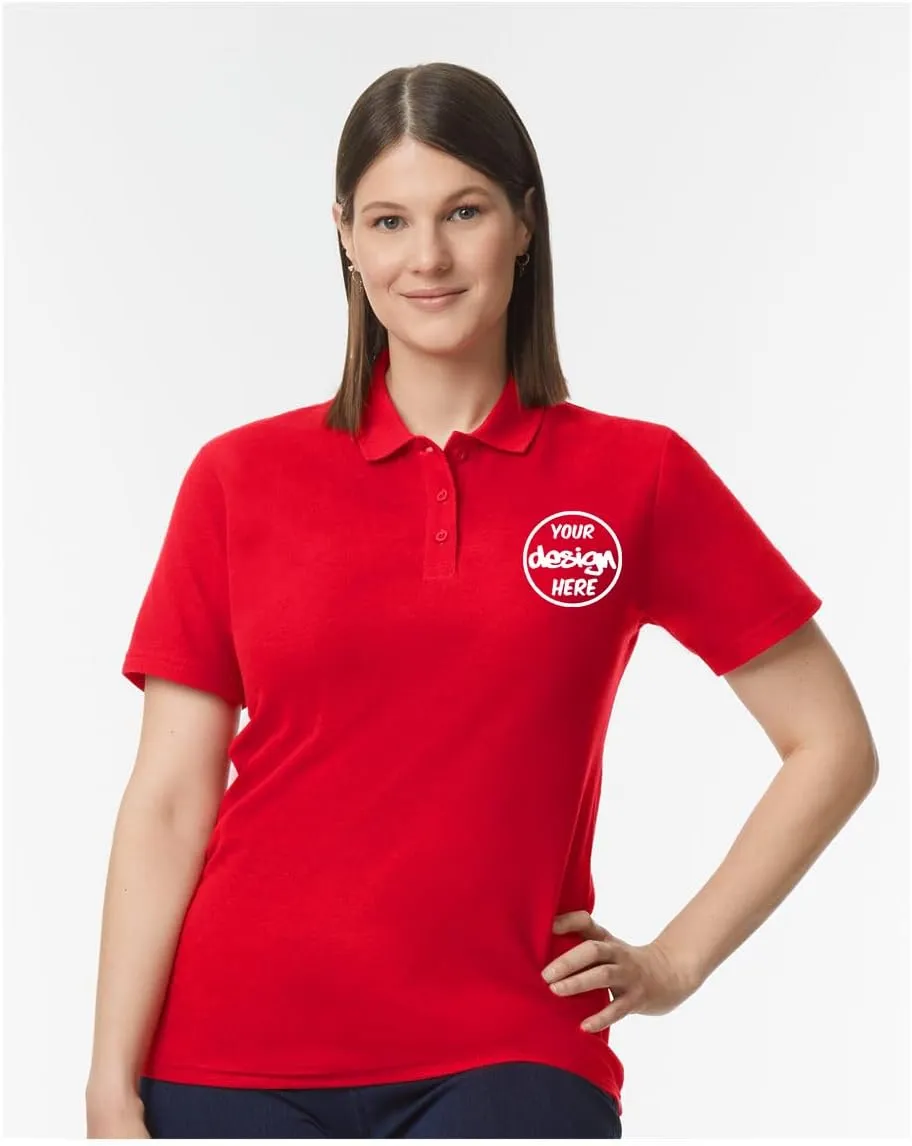 INK STITCH Women 64800L Custom Embroidery Logo Texts Cotton Pique Polo Shirts
