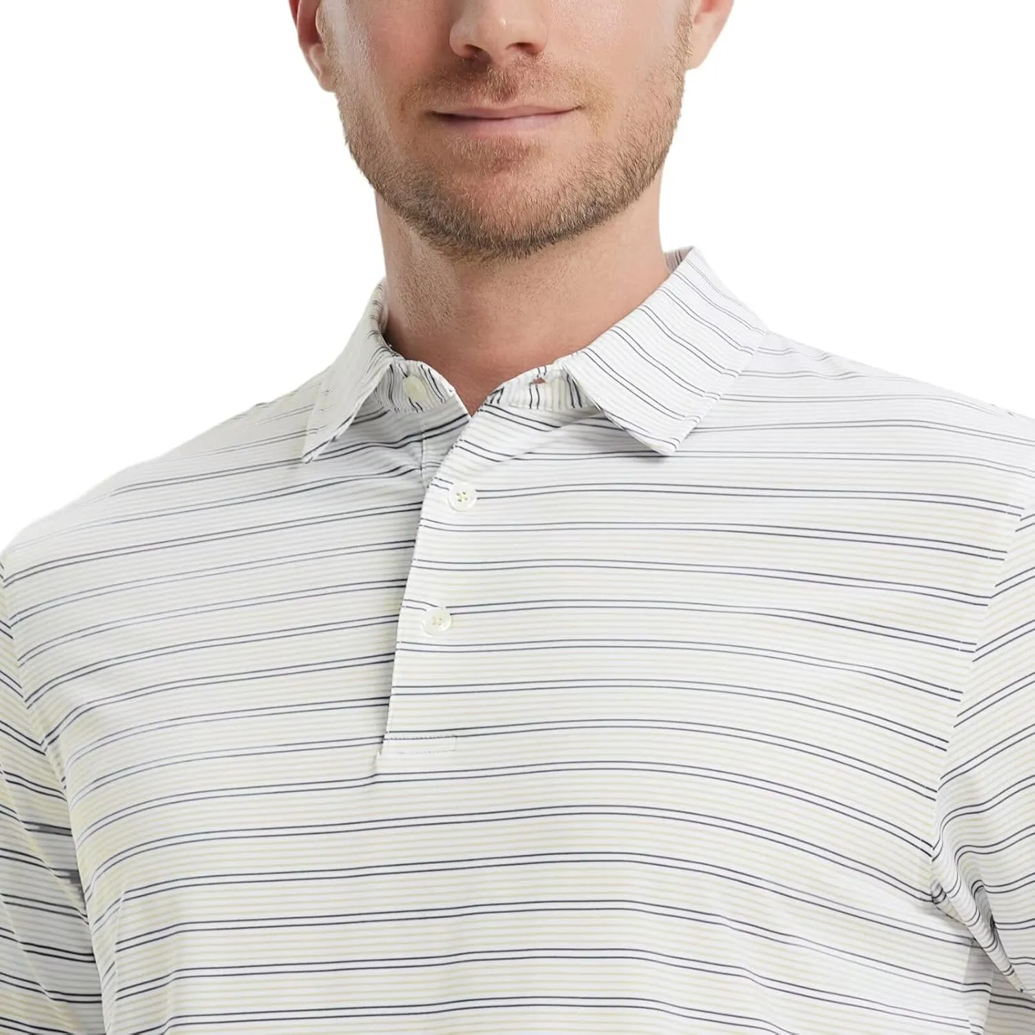 M MAELREG Mens Golf Shirts Dry Fit Moisture Wicking Performance Sports Short Sleeve Striped Collared Polo Shirts for Men