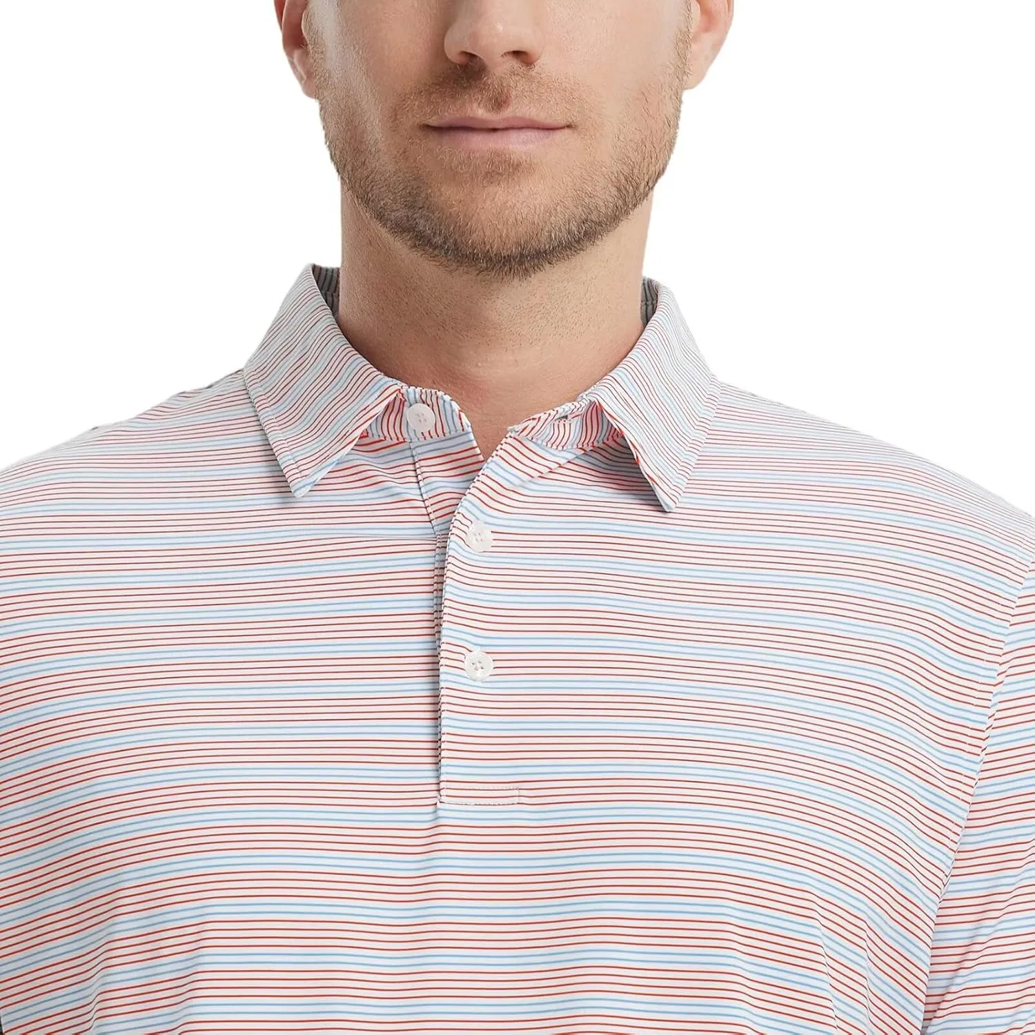 M MAELREG Mens Golf Shirts Dry Fit Moisture Wicking Performance Sports Short Sleeve Striped Collared Polo Shirts for Men