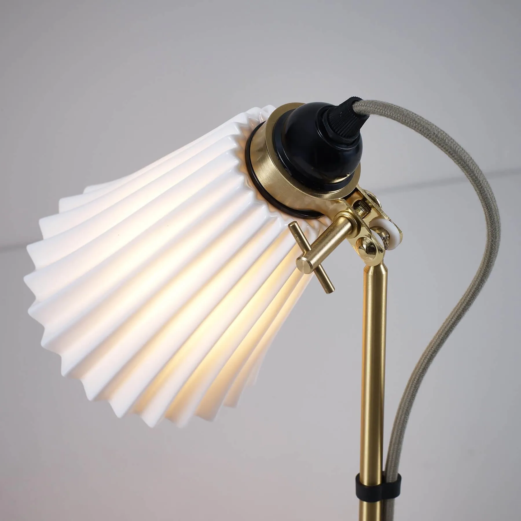 Original BTC Hector Pleat Medium Brass Table Lamp