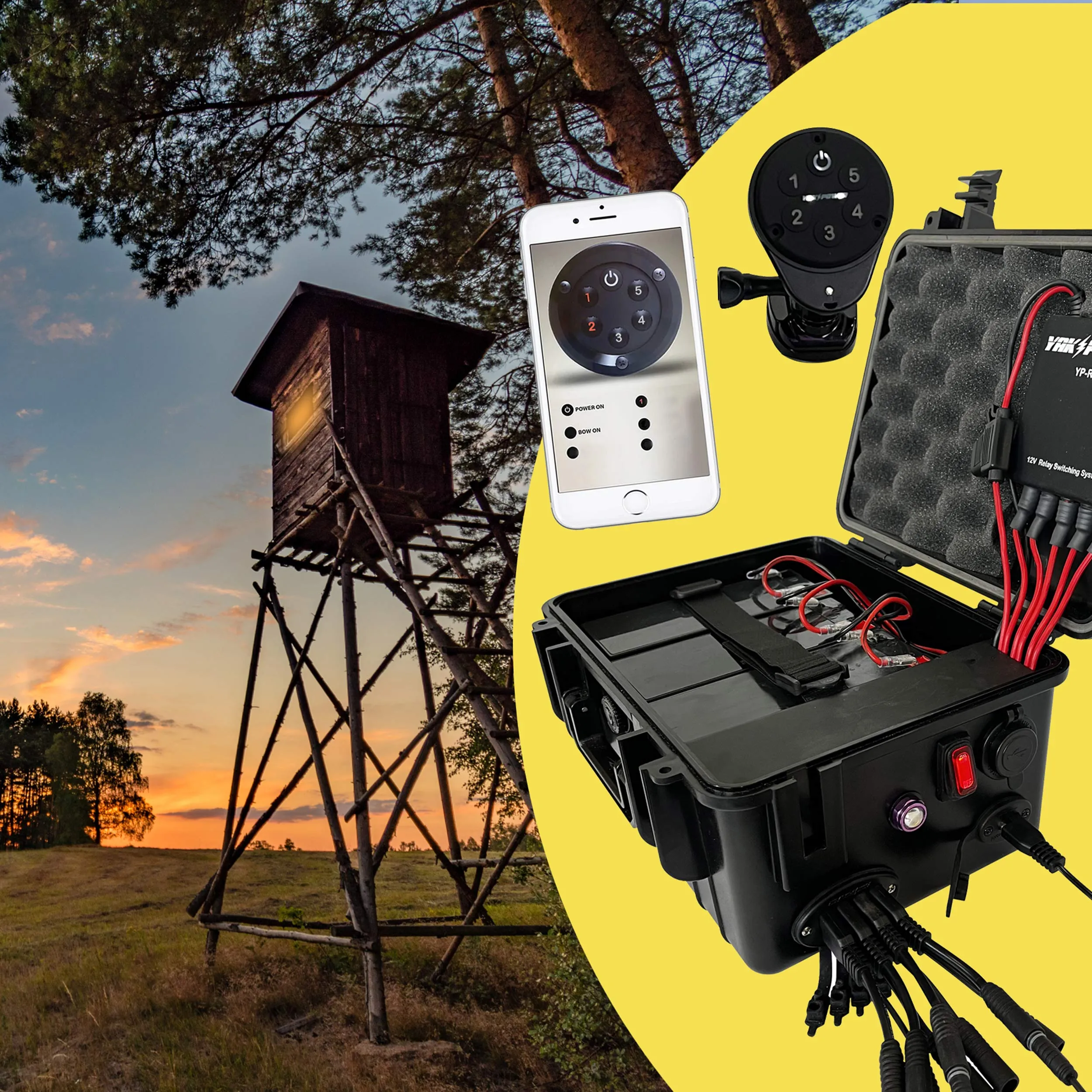 Portable Power Station with 5 Circuit Wireless Digital Switching System (batteries not included)
