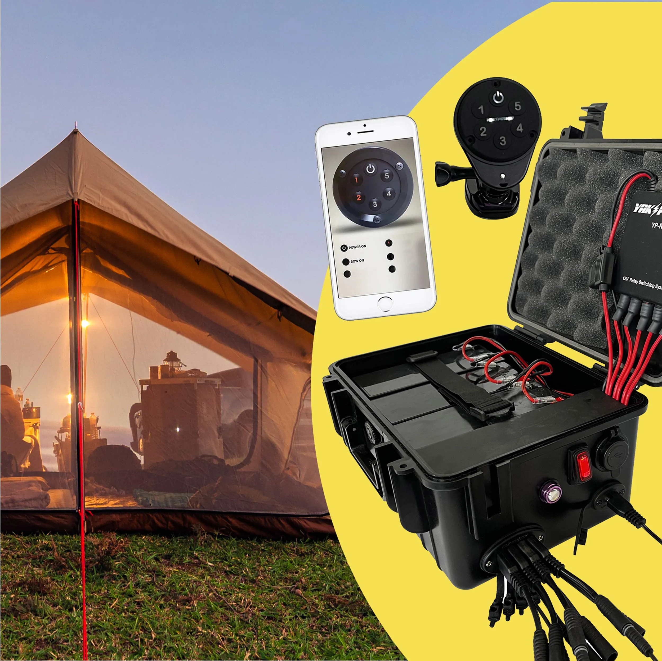 Portable Power Station with 5 Circuit Wireless Digital Switching System (batteries not included)