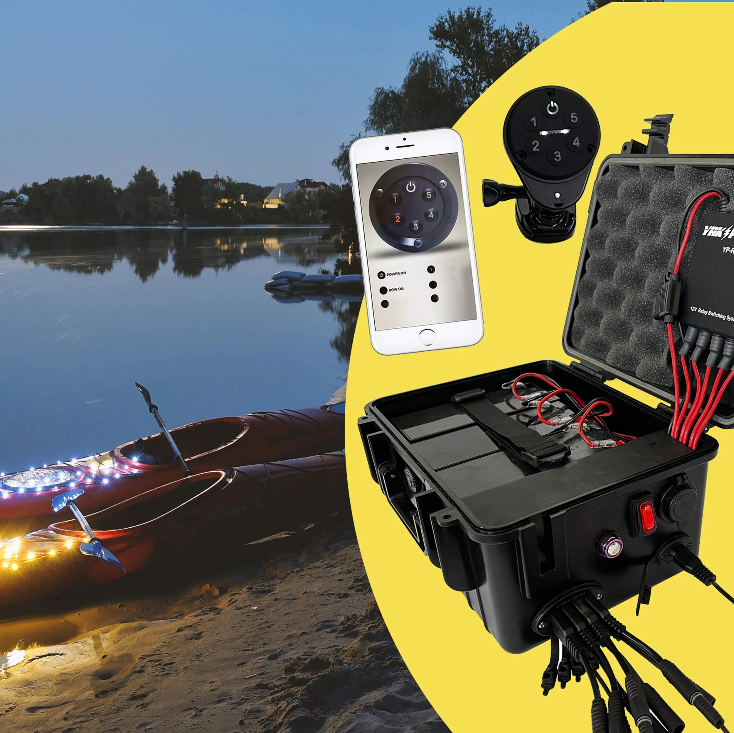 Portable Power Station with 5 Circuit Wireless Digital Switching System (batteries not included)