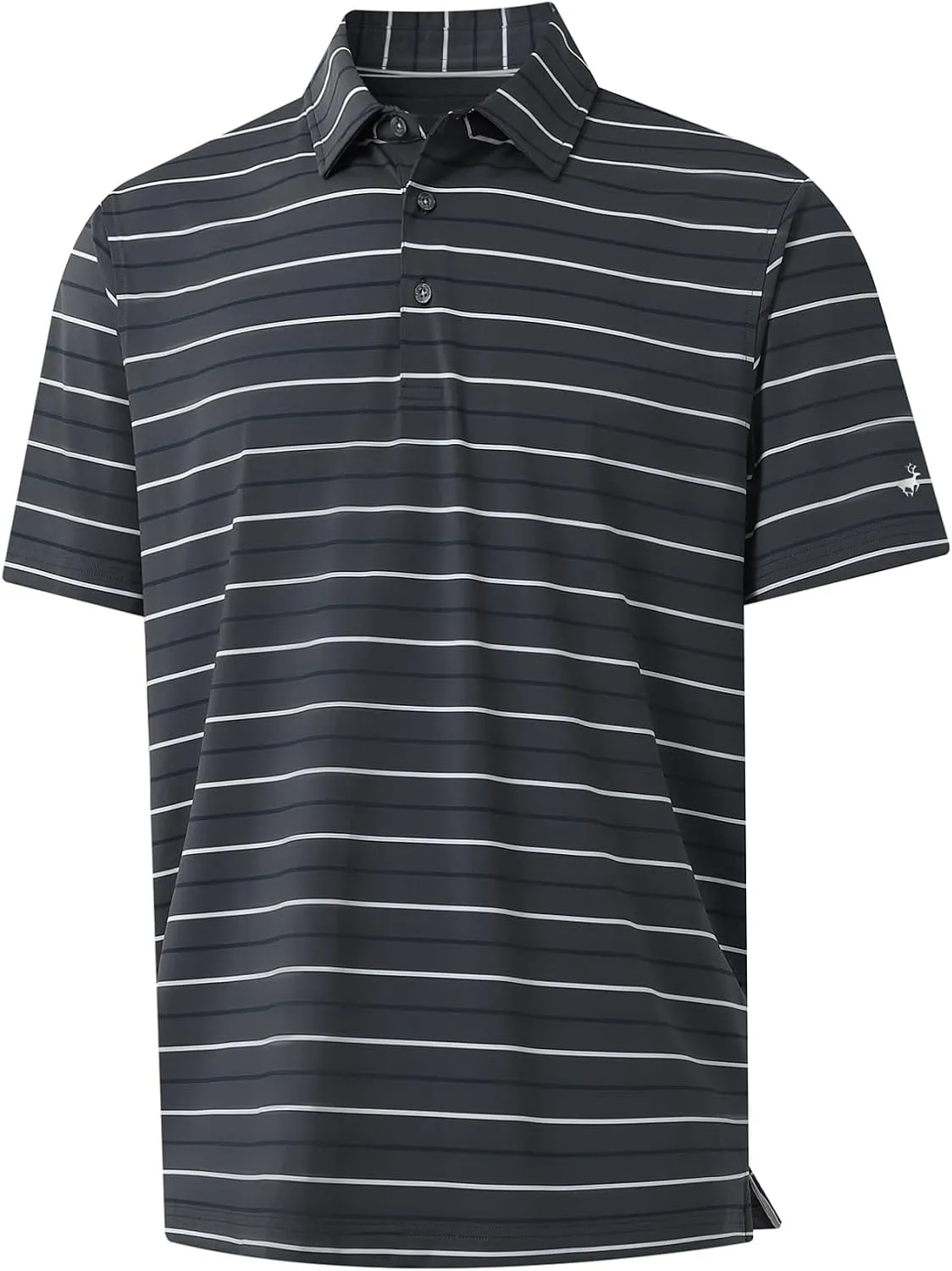 Rouen Mens Golf Shirt Moisture Wicking Dry Fit Performance Stripe Casual Collared Short Sleeve Golf Polo Shirts for Men