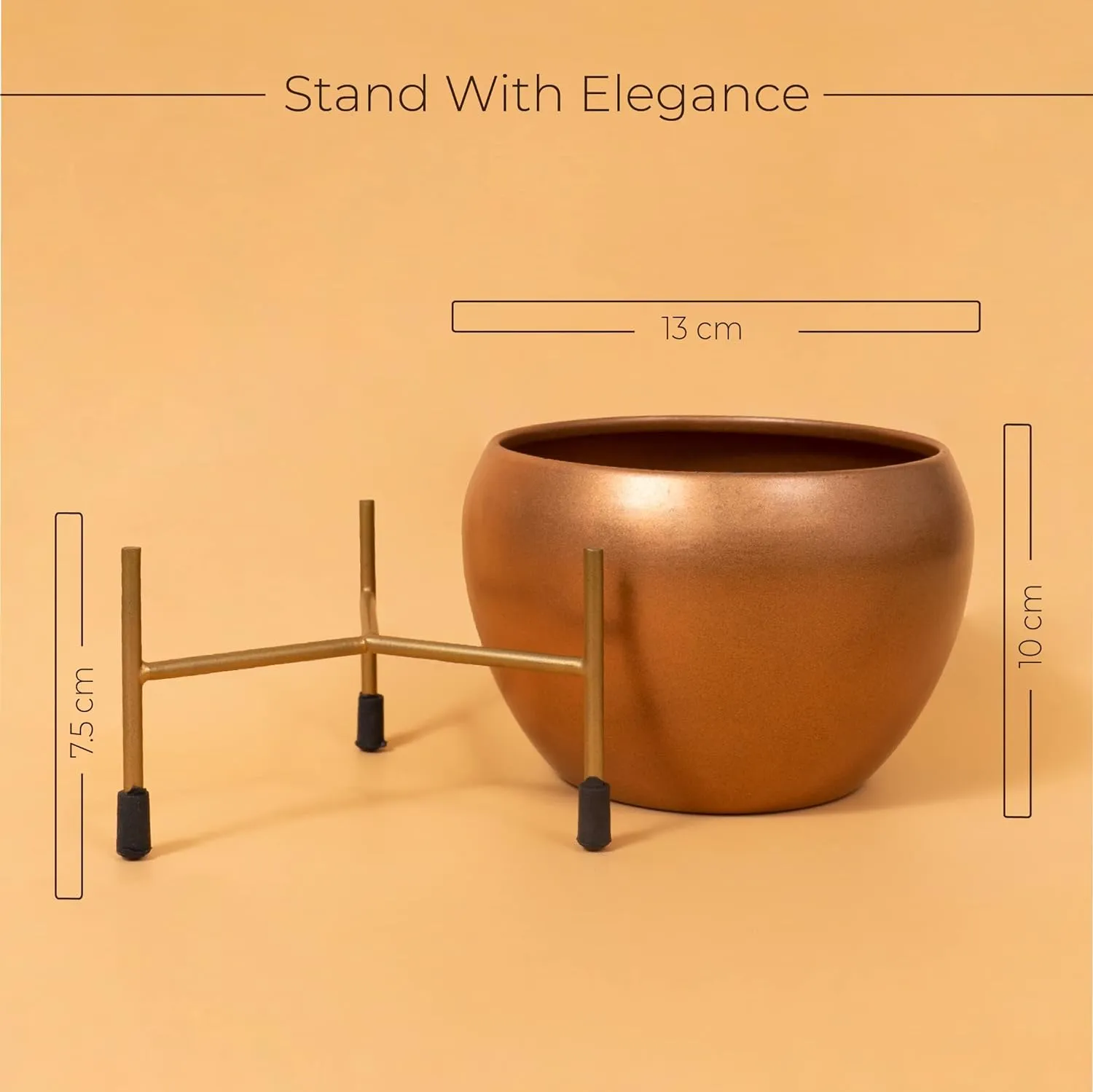 Royal Golden Decorative Metal Pot with Stand