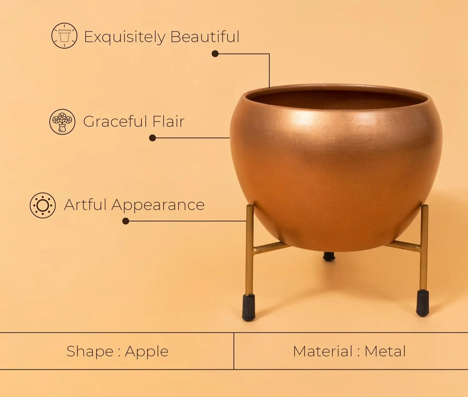 Royal Golden Decorative Metal Pot with Stand