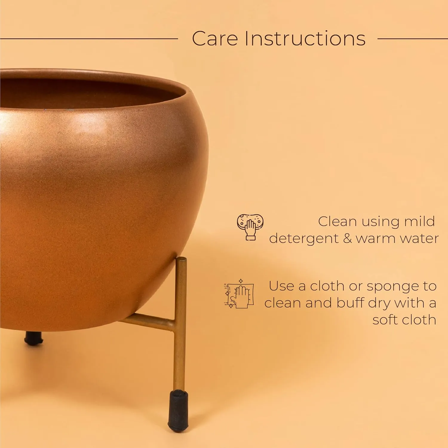 Royal Golden Decorative Metal Pot with Stand