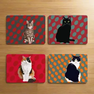 Set of 4 Leslie Gerry Domestic Cats Placemats