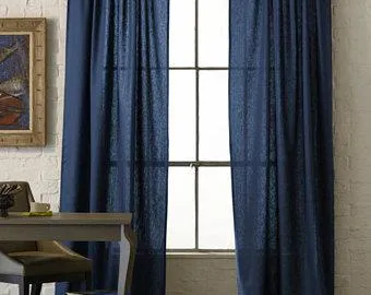 Sheer Gauze Linen--Dark blue Thin Transparent Linen Fabric 58&quot;