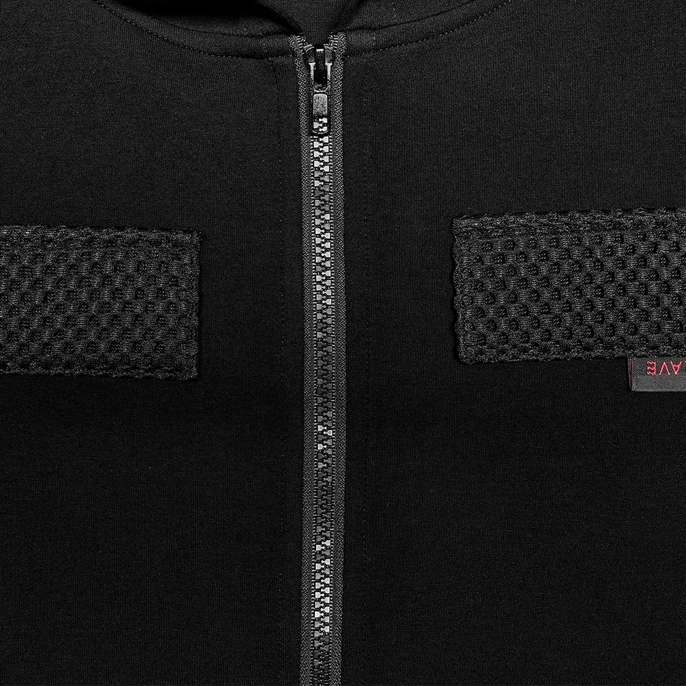 Stylish Black Hooded Zip-Front Tactical Dress