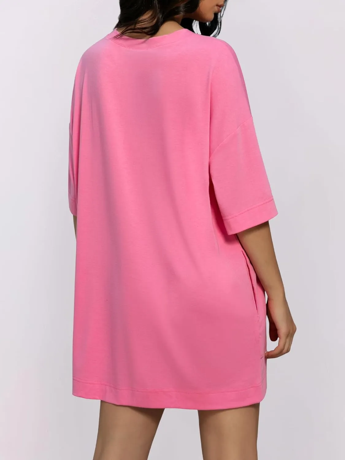Womens Oversized T Shirt Dress Short Sleeve Crewneck Tunic Tops Basic Summer Casual Mini Short Dresses with Pockets