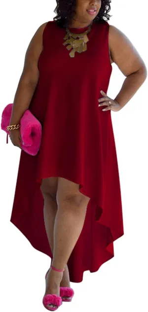 WUSENST Plus Size Maxi Dress for Women Casual Sleeveless Flowy High Low Summer Tank Long Dress