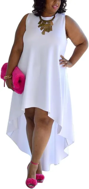 WUSENST Plus Size Maxi Dress for Women Casual Sleeveless Flowy High Low Summer Tank Long Dress