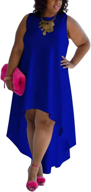 WUSENST Plus Size Maxi Dress for Women Casual Sleeveless Flowy High Low Summer Tank Long Dress