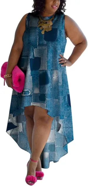 WUSENST Plus Size Maxi Dress for Women Casual Sleeveless Flowy High Low Summer Tank Long Dress