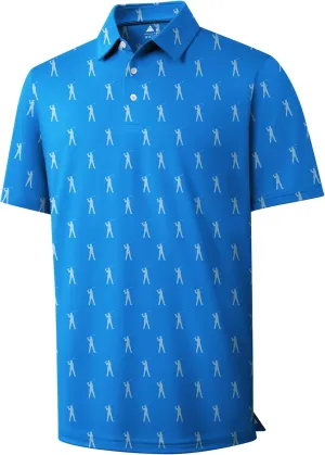 ZITY Mens Golf Shirts Short Sleeve Print Patterns Performance Moisture Wicking Polo Shirt