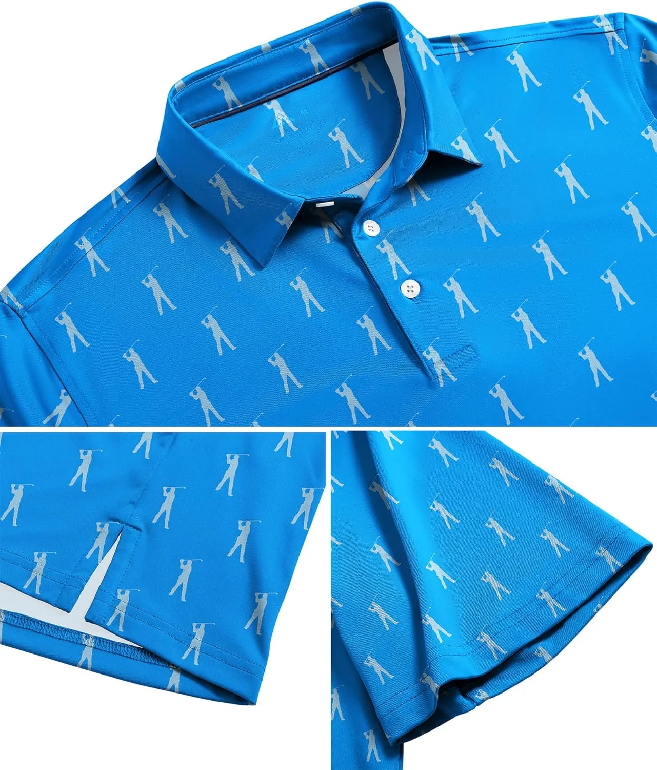 ZITY Mens Golf Shirts Short Sleeve Print Patterns Performance Moisture Wicking Polo Shirt