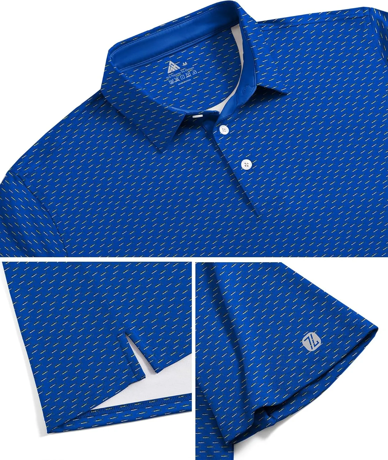 ZITY Mens Golf Shirts Short Sleeve Print Patterns Performance Moisture Wicking Polo Shirt