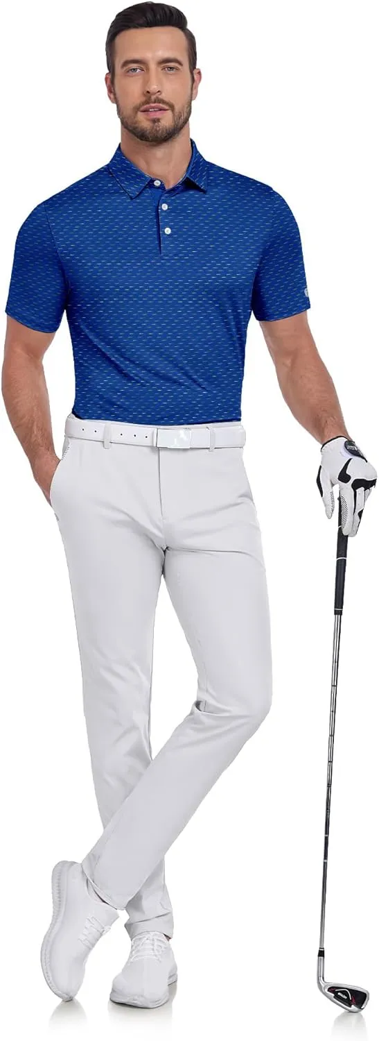 ZITY Mens Golf Shirts Short Sleeve Print Patterns Performance Moisture Wicking Polo Shirt