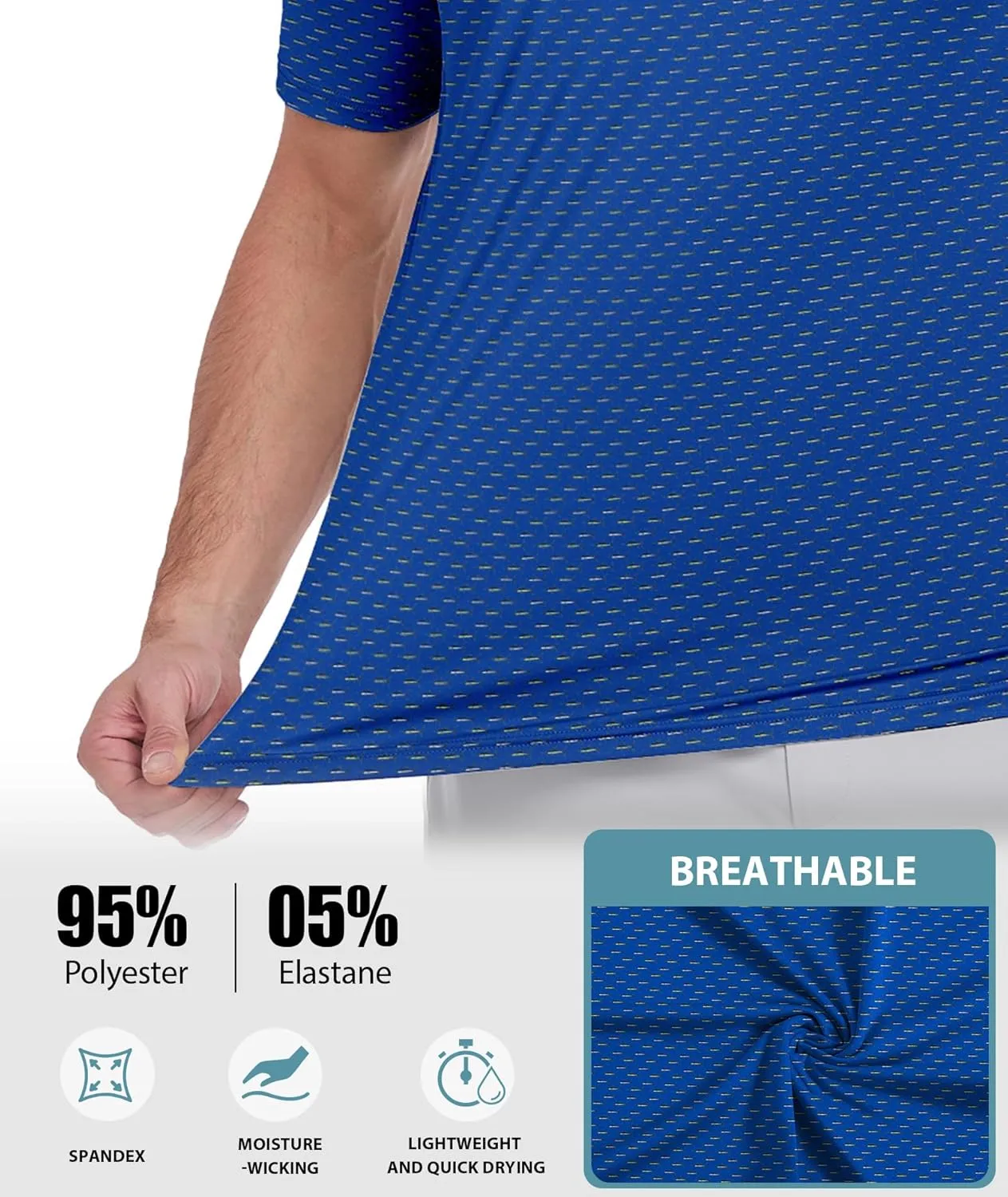 ZITY Mens Golf Shirts Short Sleeve Print Patterns Performance Moisture Wicking Polo Shirt
