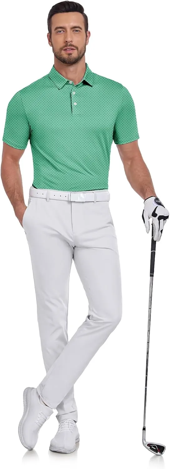 ZITY Mens Golf Shirts Short Sleeve Print Patterns Performance Moisture Wicking Polo Shirt