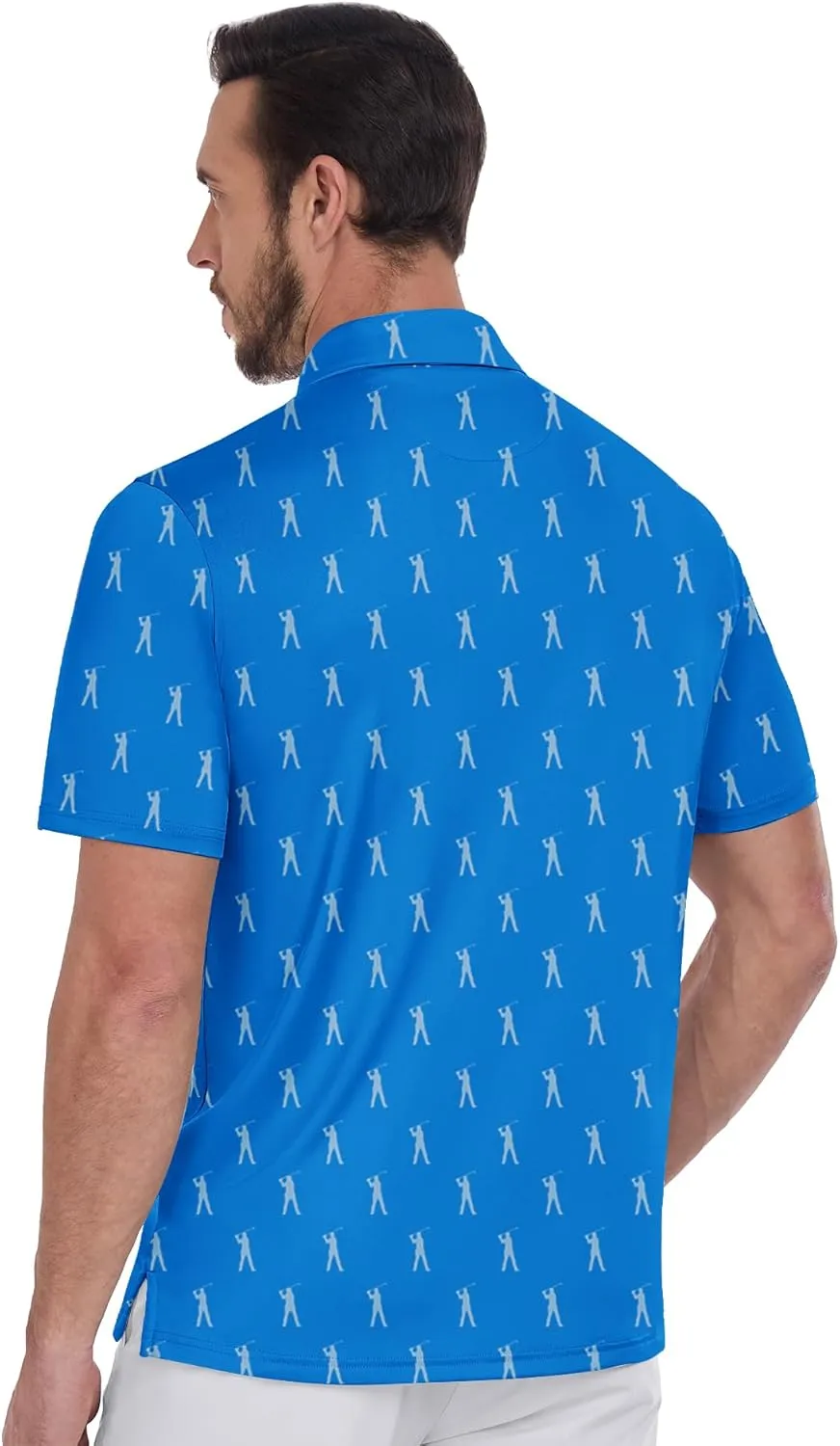 ZITY Mens Golf Shirts Short Sleeve Print Patterns Performance Moisture Wicking Polo Shirt
